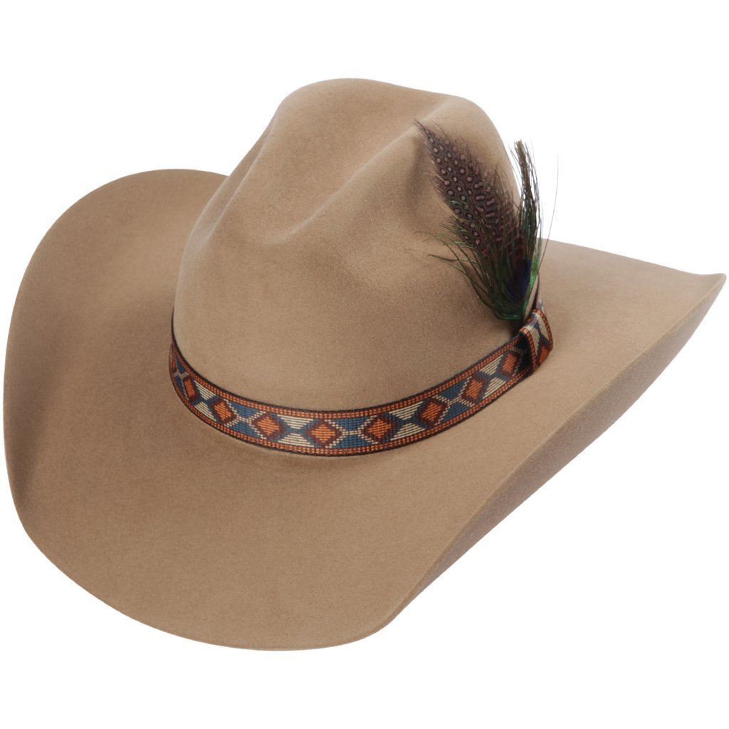 Sombrero Vaquero para Mujer Color Beige con Pluma QTD15 —