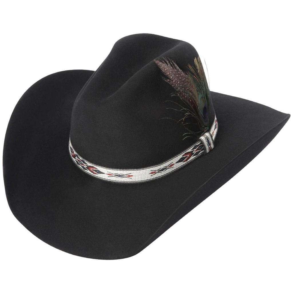 Texana Sombrero Vaquero para Color Negro con Pluma QTD16 — CaballoBronco.com