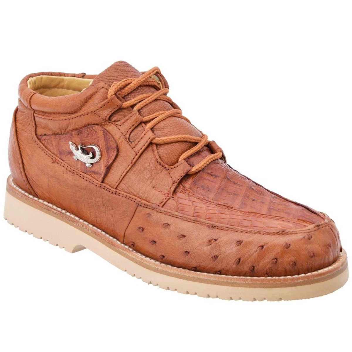 Zapato Casual de de Cocodrilo y Avestruz Originales Cognac CaballoBronco.com