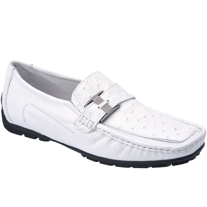 Afilar medida suspender Zapatos Mocasines de Avestruz Original para Hombre en Color Blanco —  CaballoBronco.com