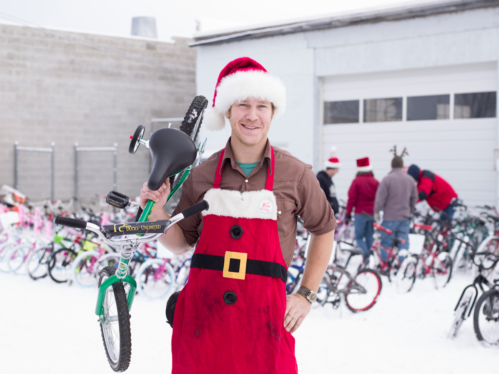 Santa shows up at the Boise Bicycle Project