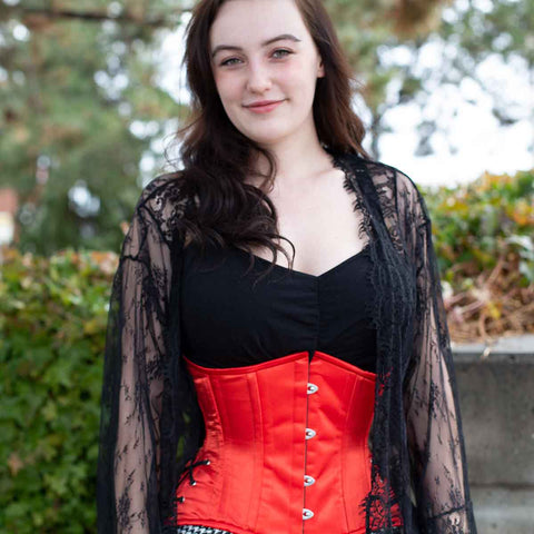 red satin cs-426 hourglass curve corset