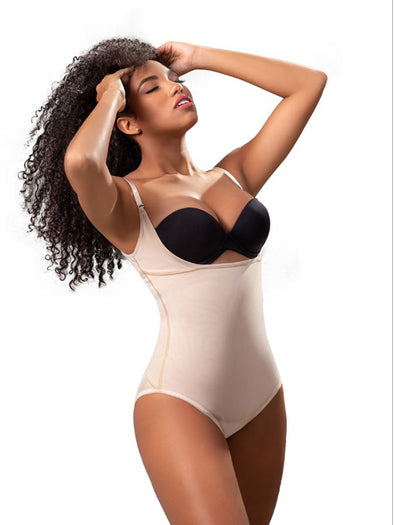 ShapEager Collections Shapewear Instant Slimmer Firm Control Open-Bust  Thong Faj Beige at  Women's Clothing store