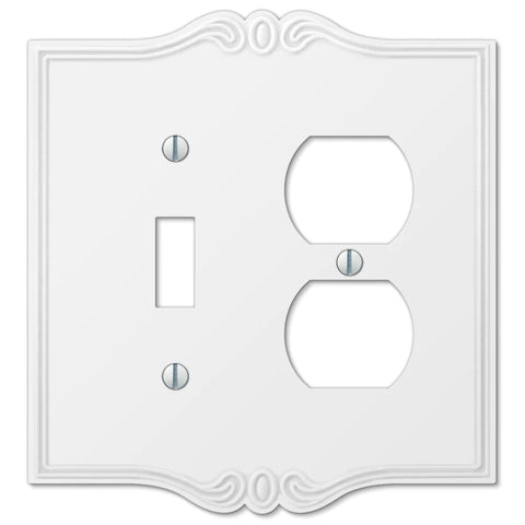 white combination light switch and outlet cover