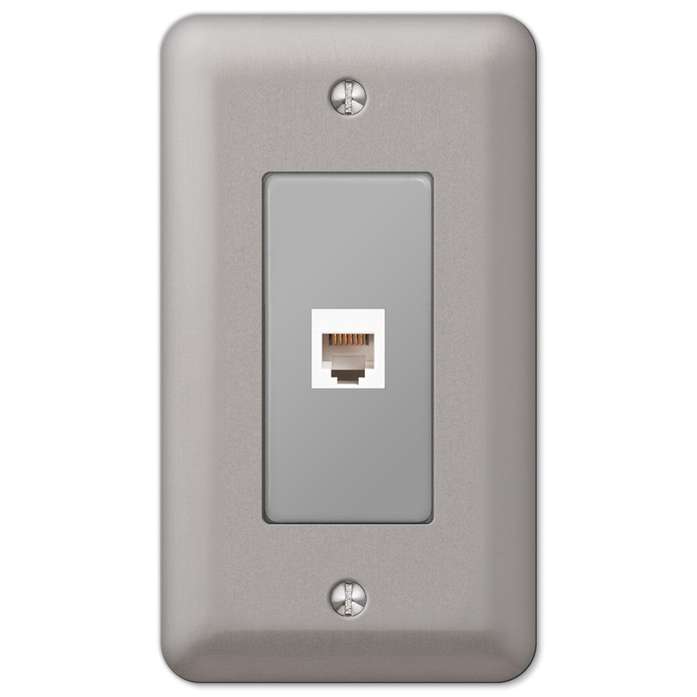 Devon Brushed Nickel Steel 1 Phone Jack Wallplate