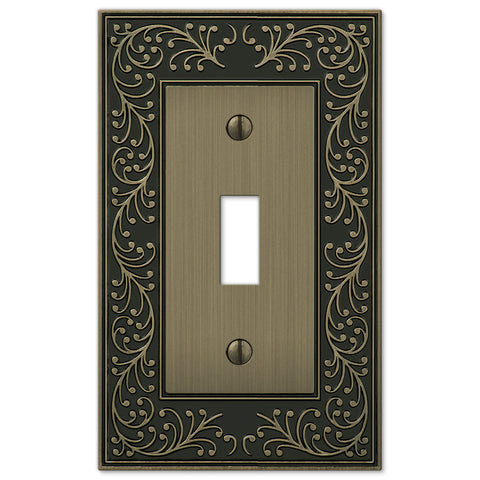 English Garden Brushed Brass Cast - 4 Toggle Wallplate | Wallplates and ...