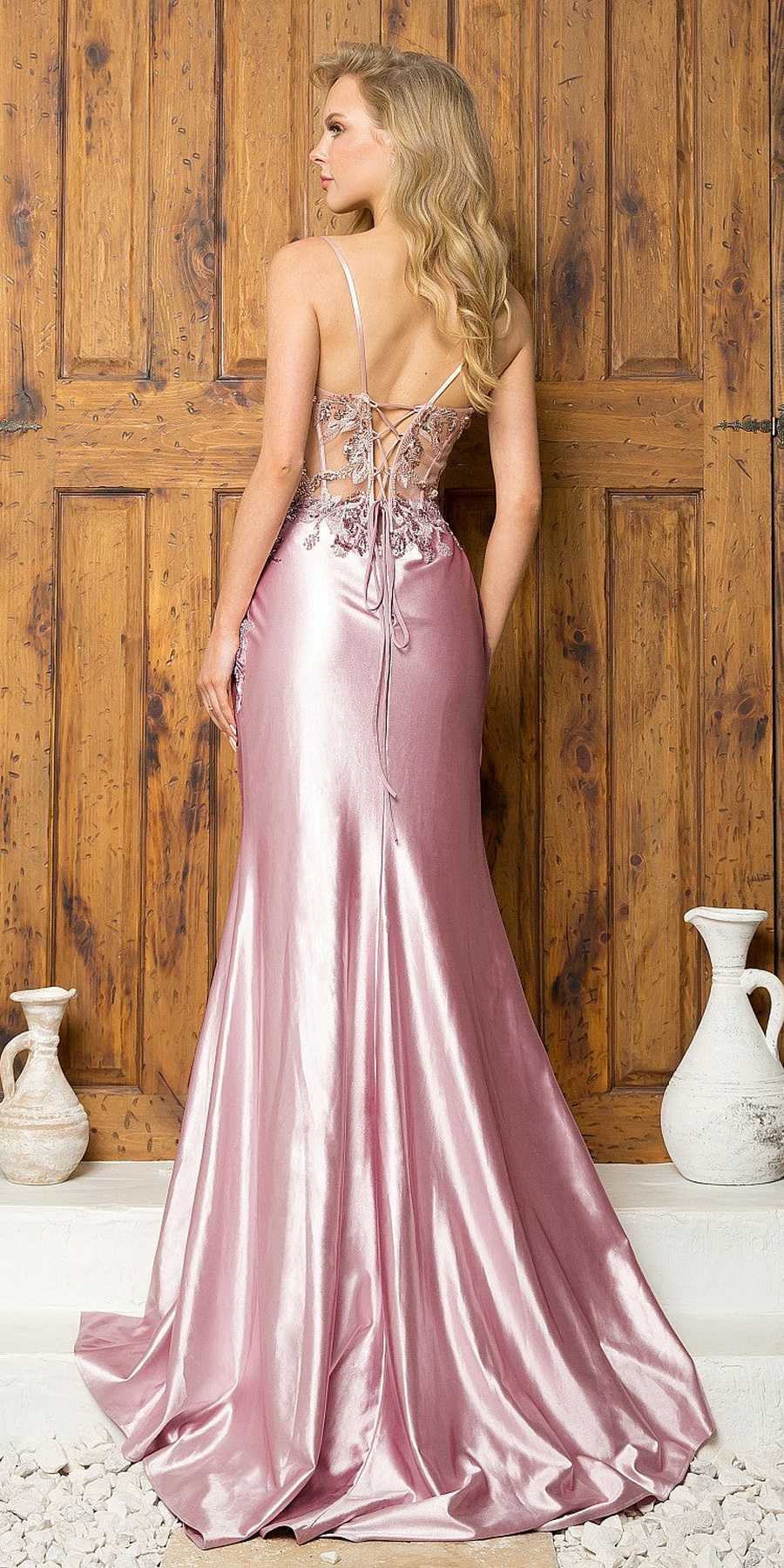 Juno M1024 Long Fitted Sleeveless Embroidered Bodice Formal Gown