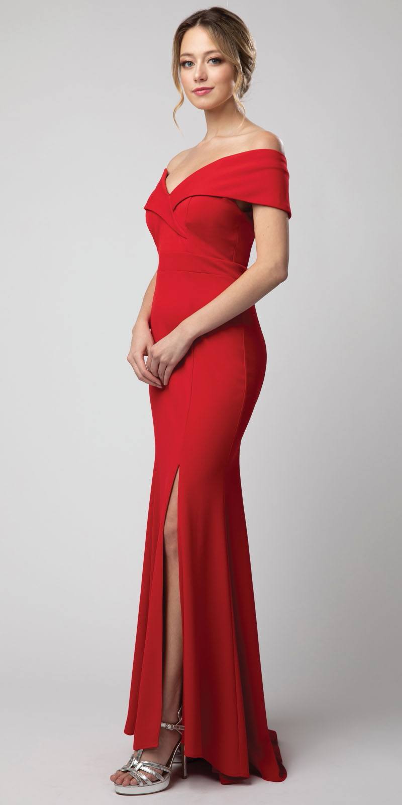 red dinner gown