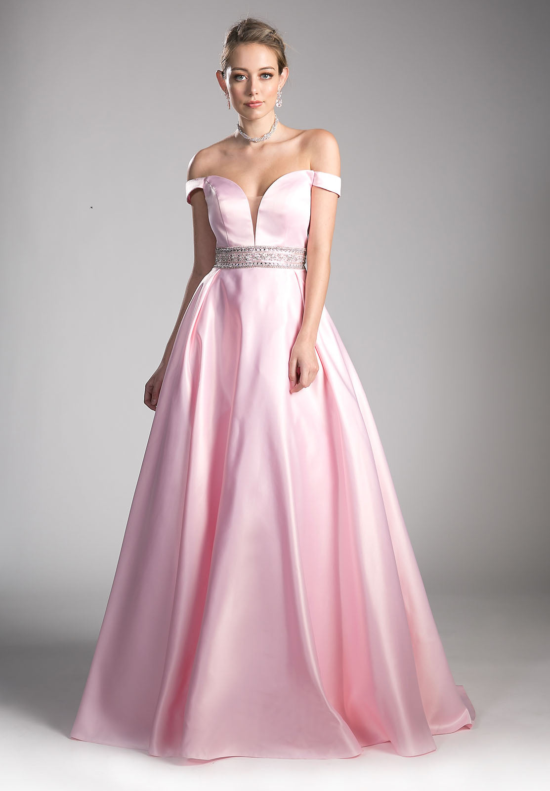 Cinderella Divine 13288 Jade Off-the-Shoulder Ball Gown Beaded Waist ...