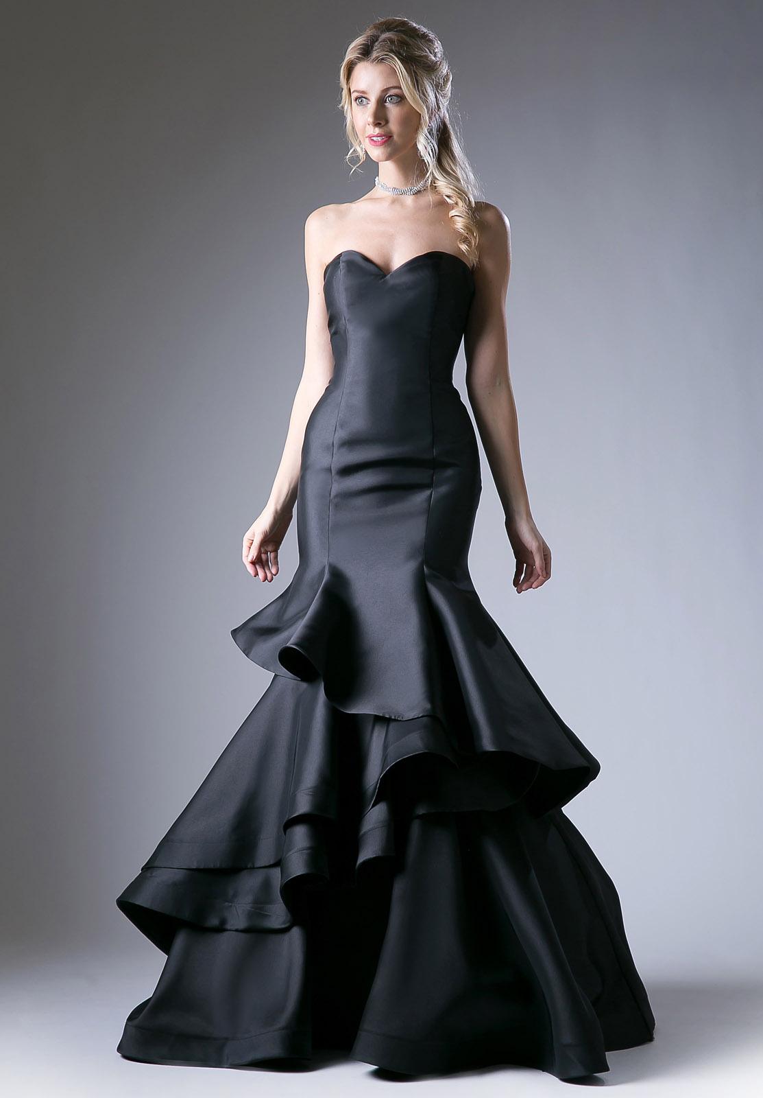 black strapless mermaid prom dress