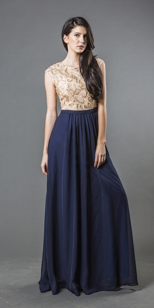 blue and golden gown
