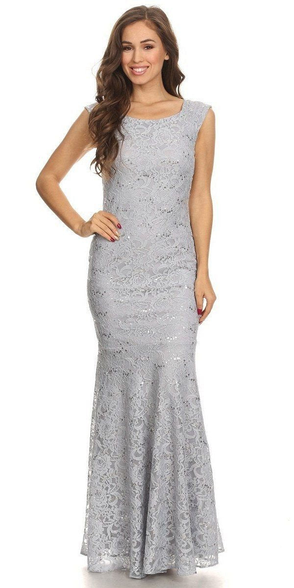 silver floor length gown