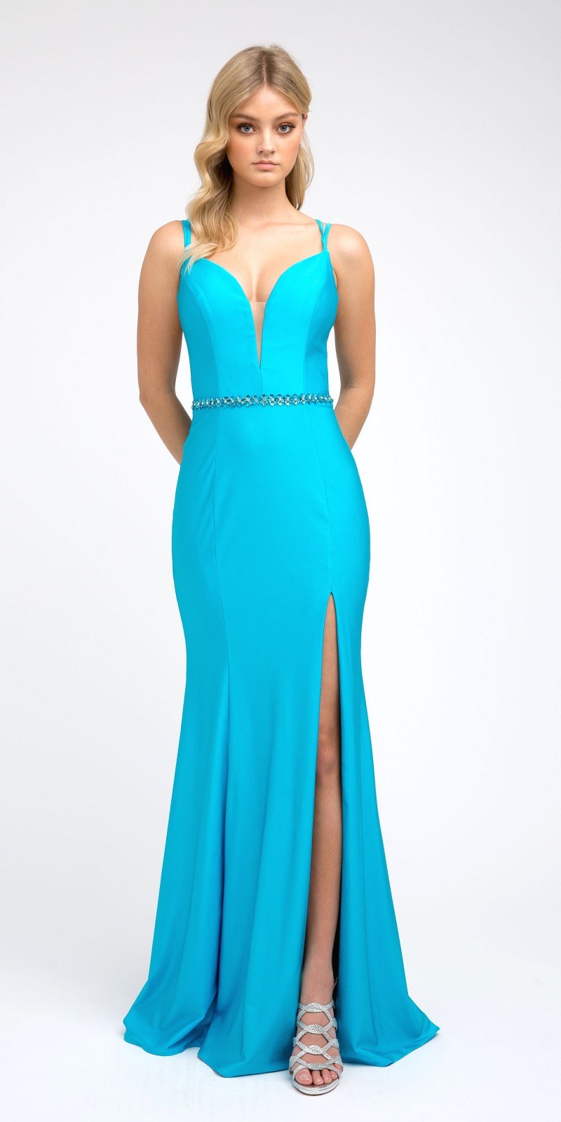 turquoise fit and flare dress