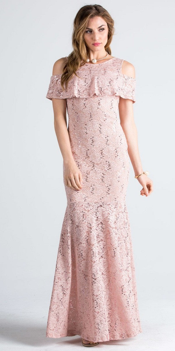 ruffle lace cold shoulder cocktail dress