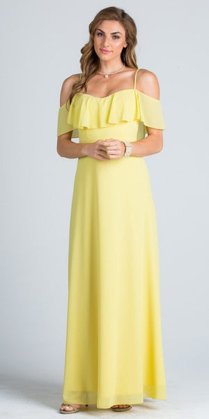 yellow off shoulder gown