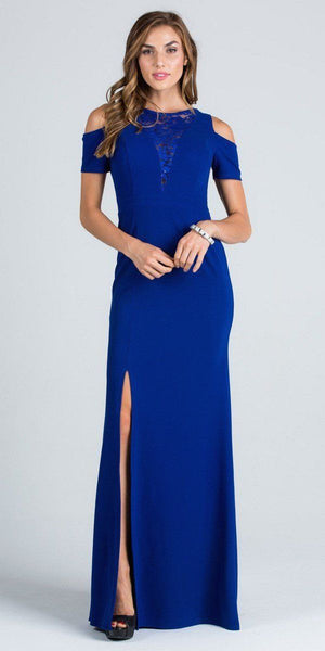 royal blue cold shoulder dress