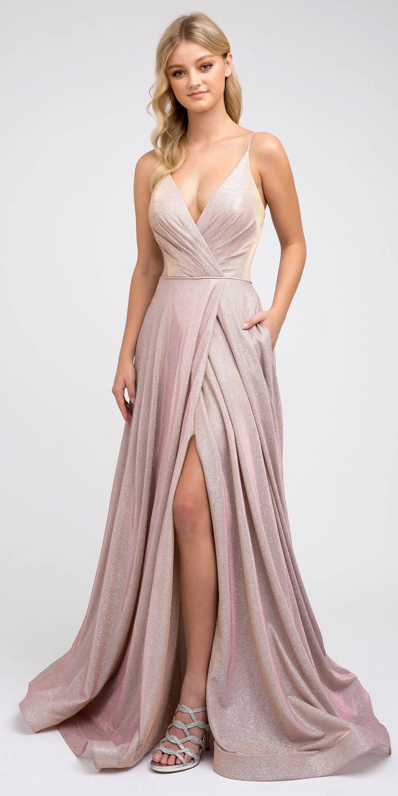 metallic gold prom dress