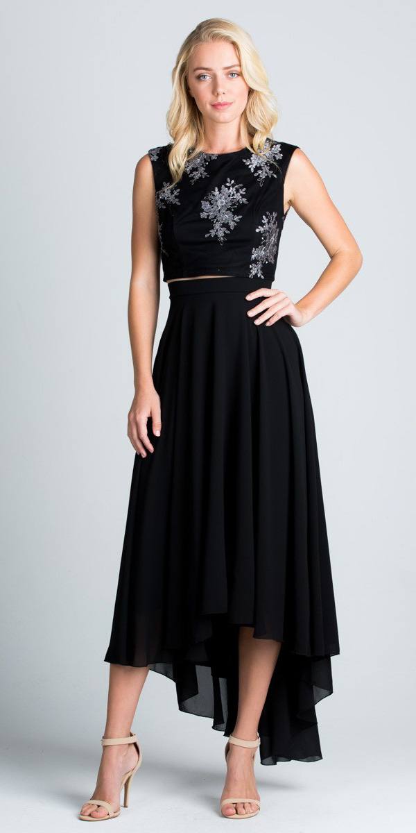 2 piece black lace dress