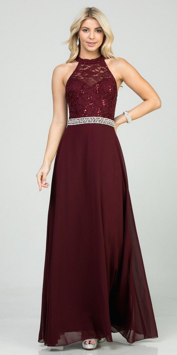 burgundy halter top dress