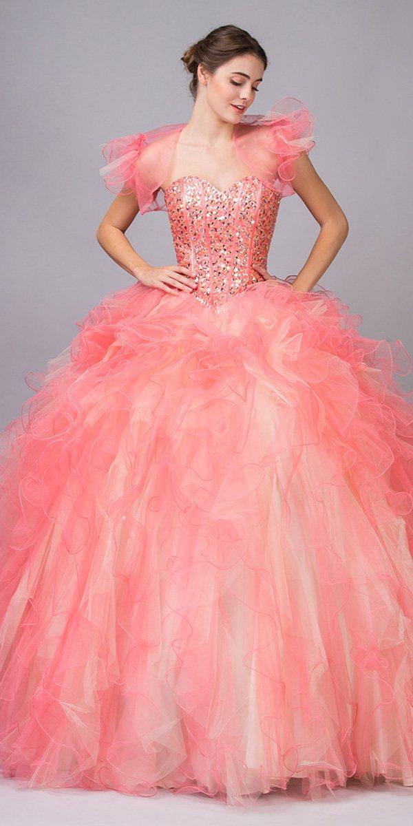 coral color quinceanera dresses