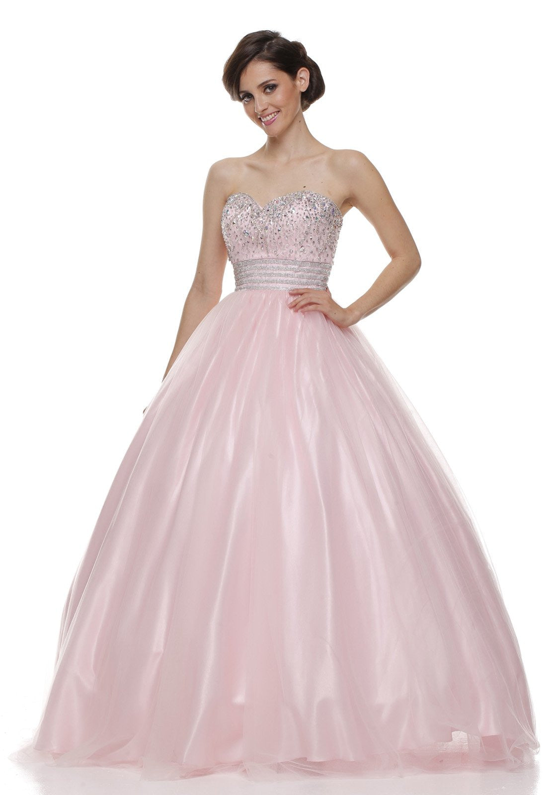 baby pink strapless dress