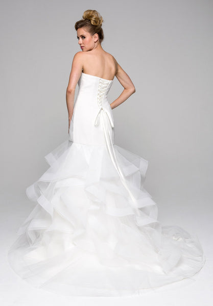 Ivory Ruffled Mermaid Wedding Gown Strapless With Court Train Discountdressshop 3953
