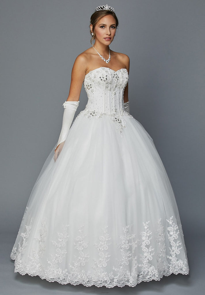 DeKlaire Bridal 352 Jewel Bodice Strapless Ball Gown Wedding Dress Whi ...