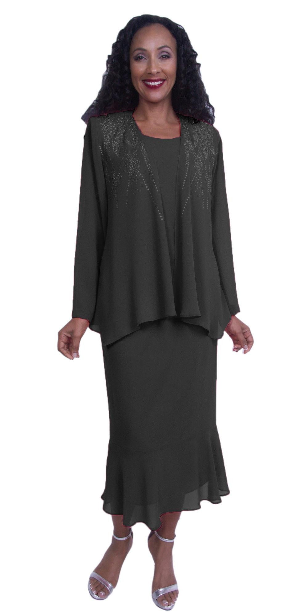 Hosanna 3854 - Plus Size Tea Length 3-Piece Dress Embellished Jacket B ...