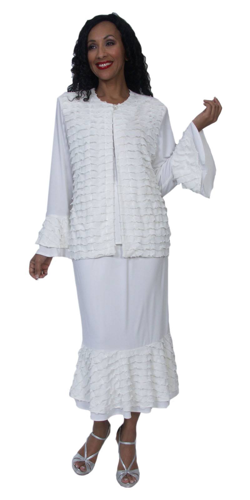 Hosanna 3988 - Plus Size Tea Length Dress White 3 Piece Set ...