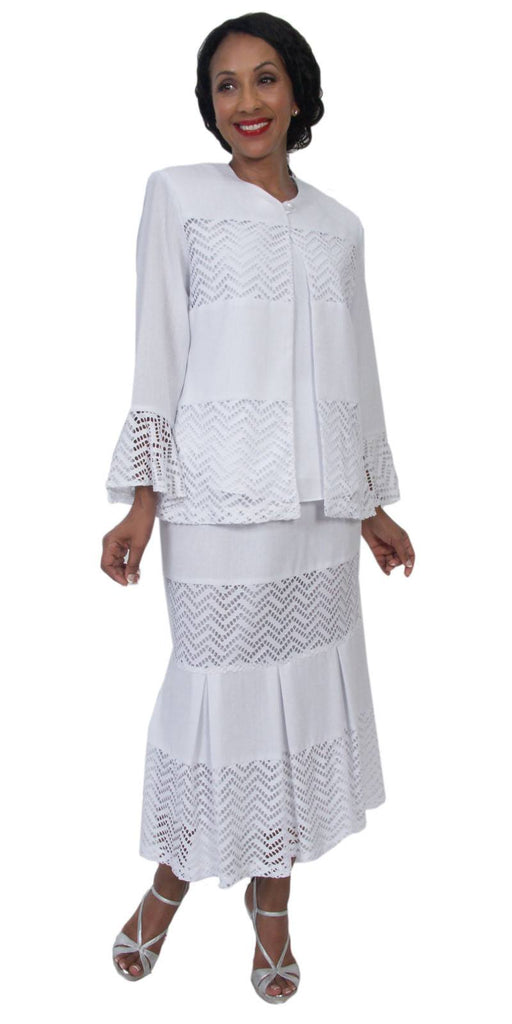 Hosanna 5206 - Tea Length Plus Size White Dress 3 Piece Set ...