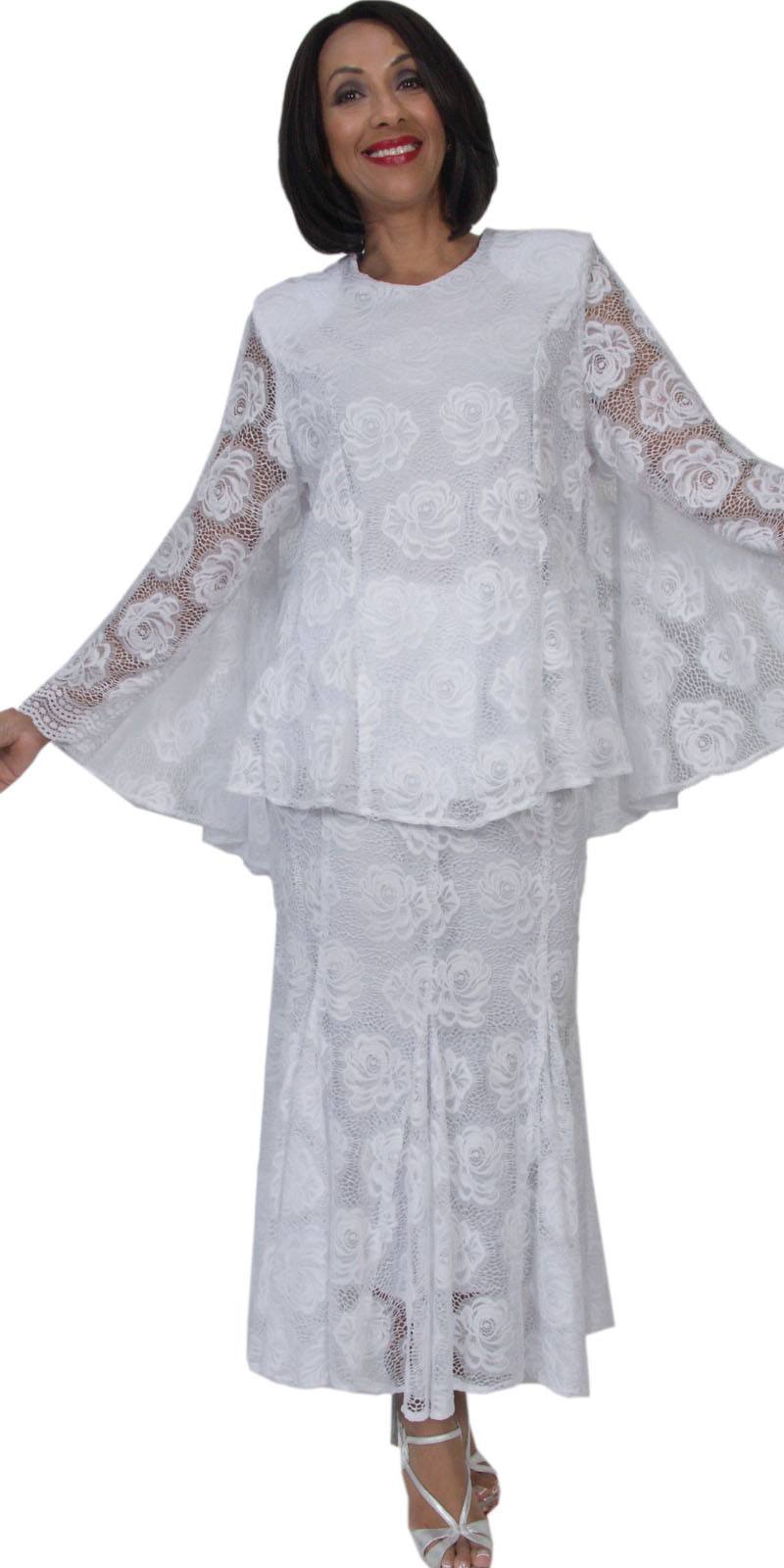 Hosanna 5292 Plus Size 3 Piece Set White Tea Length Lace Dress ...