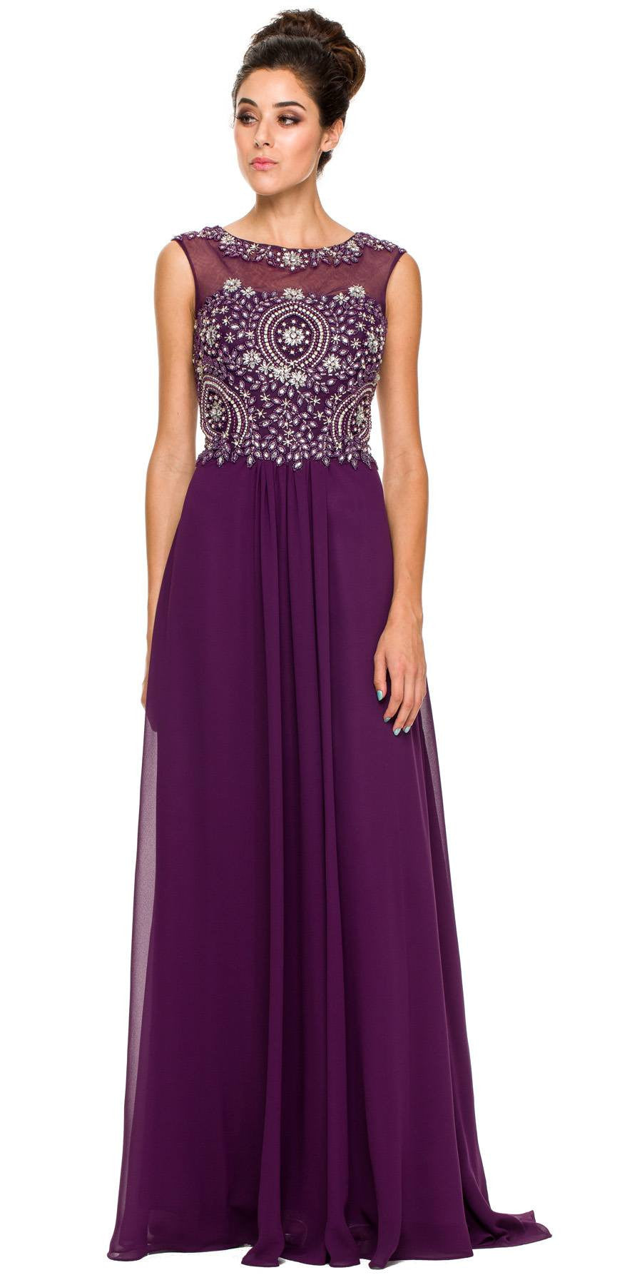 plum floor length dress