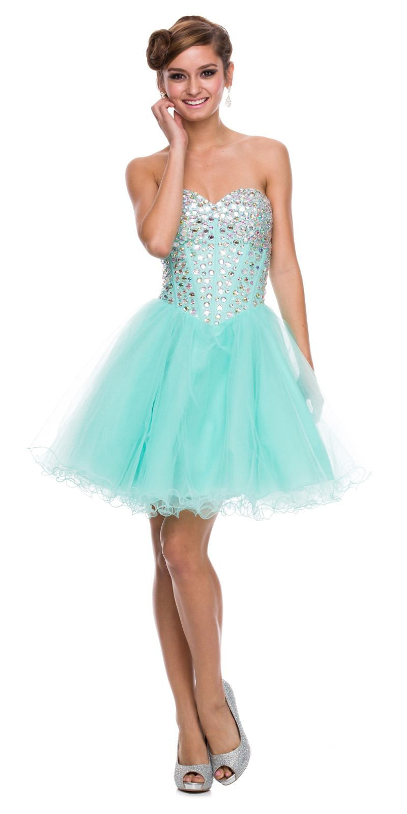 mint green short prom dress