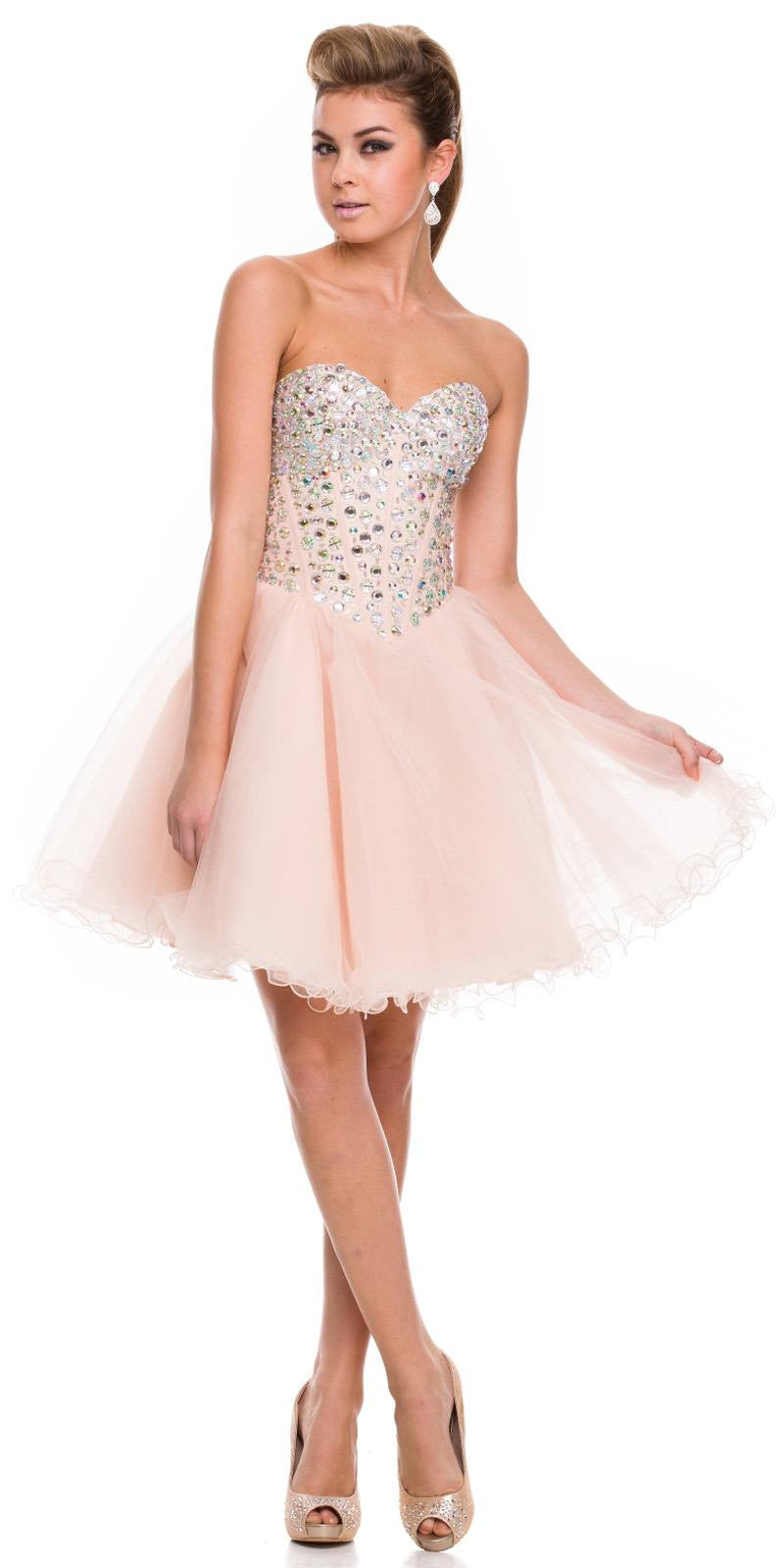 rhinestone prom dress short