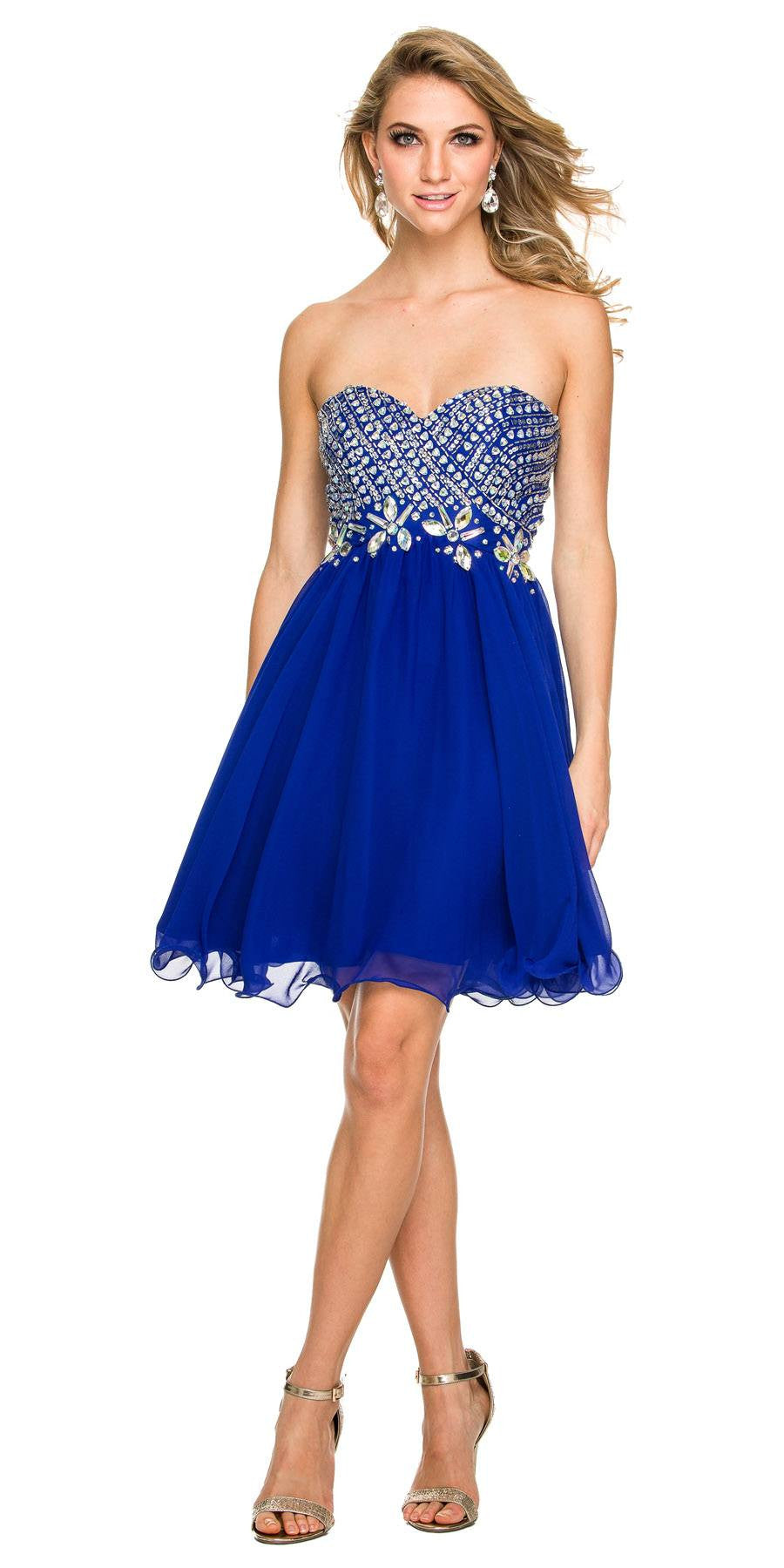 Short Strapless Homecoming Dress Sweetheart Neckline Royal Blue ...