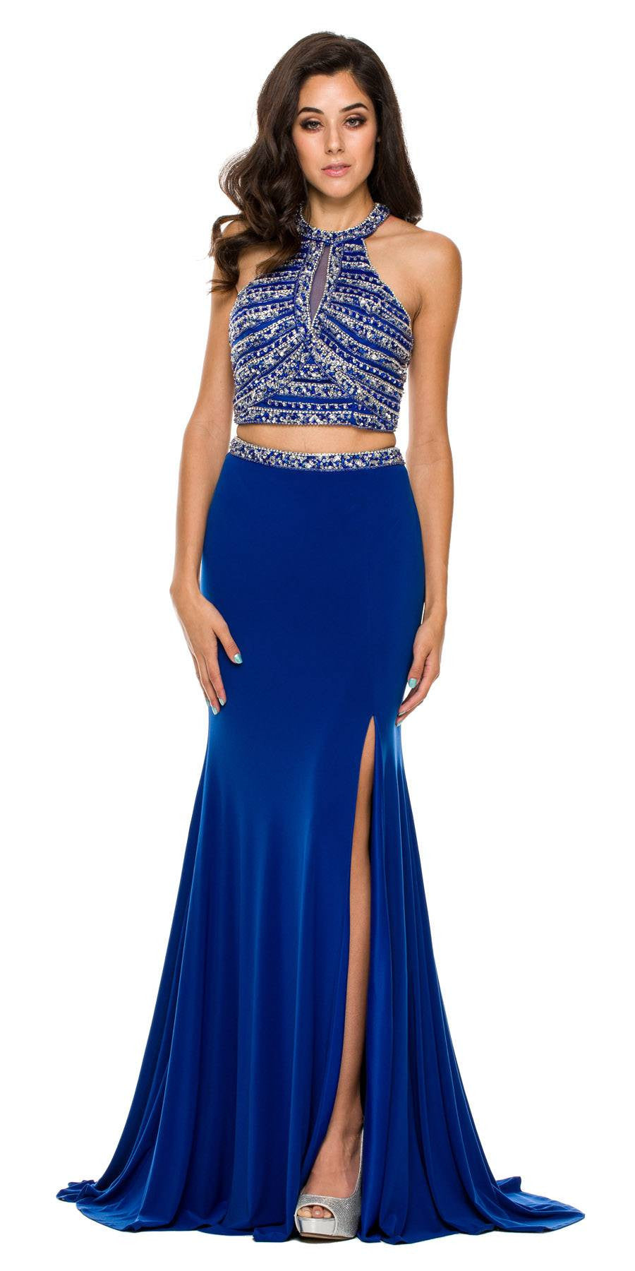 royal blue two piece dress