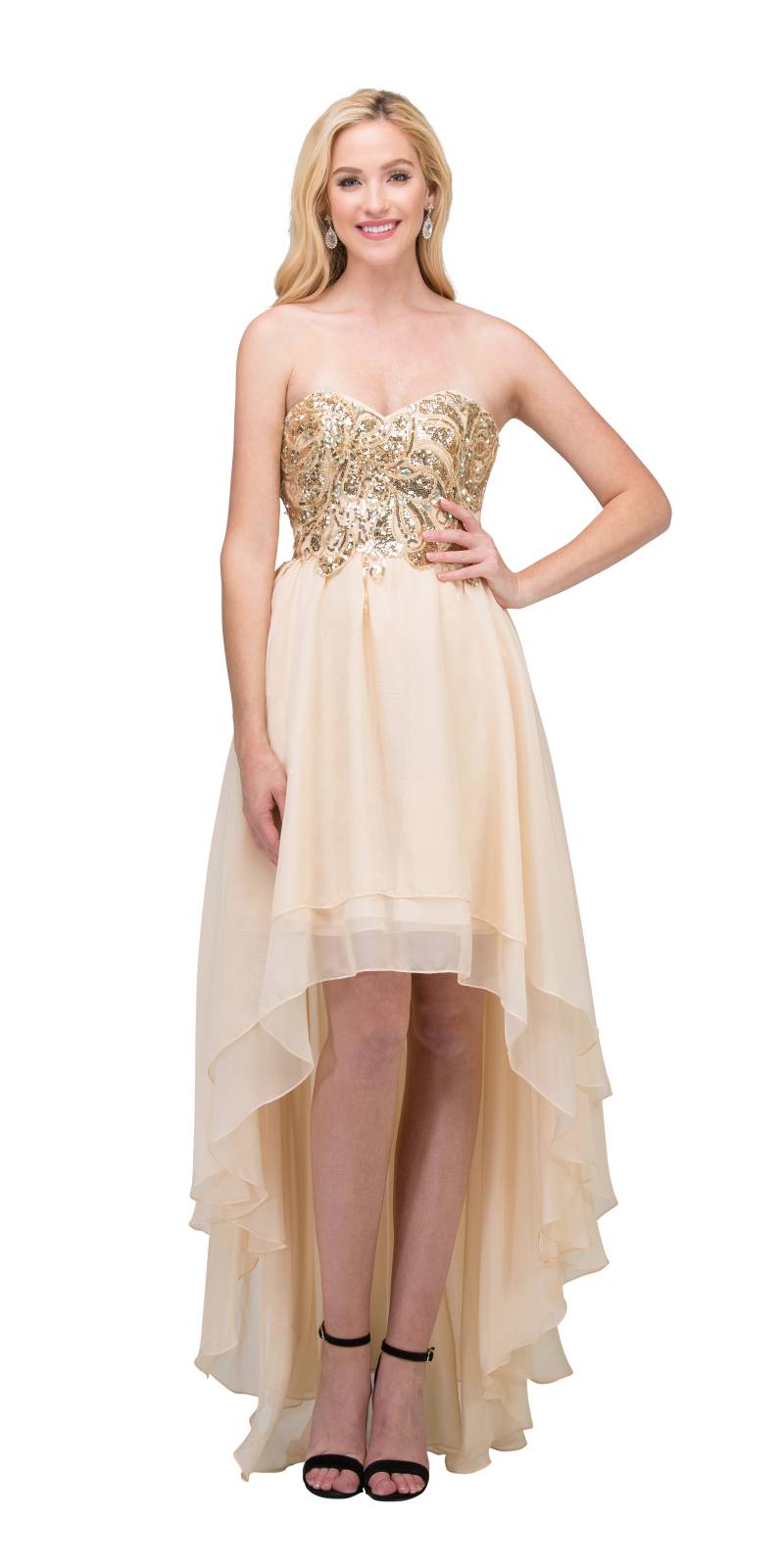 strapless champagne dress