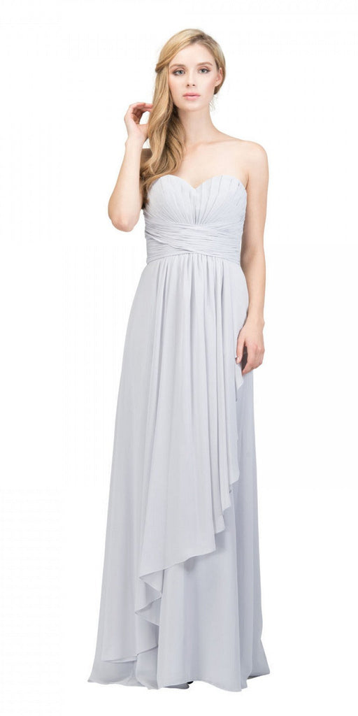 Starbox USA L6074-1 Long Strapless Chiffon Bridesmaid Dress Tiffany Bl ...