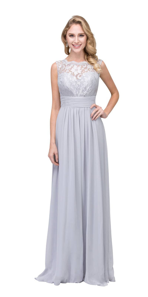 Lilac Floor Length Formal Dress Lace Up Back Sleeveless – DiscountDressShop