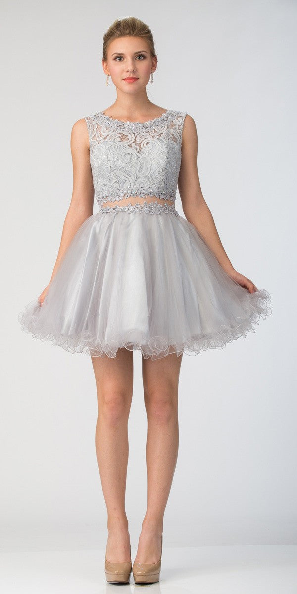 short silver prom dress