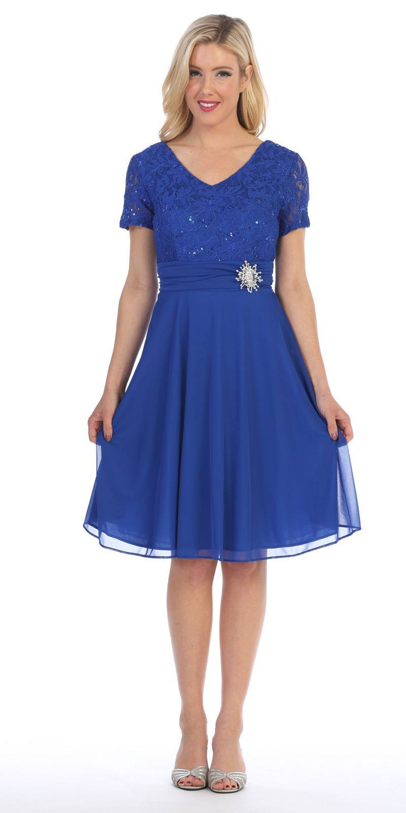 short sleeve royal blue dress