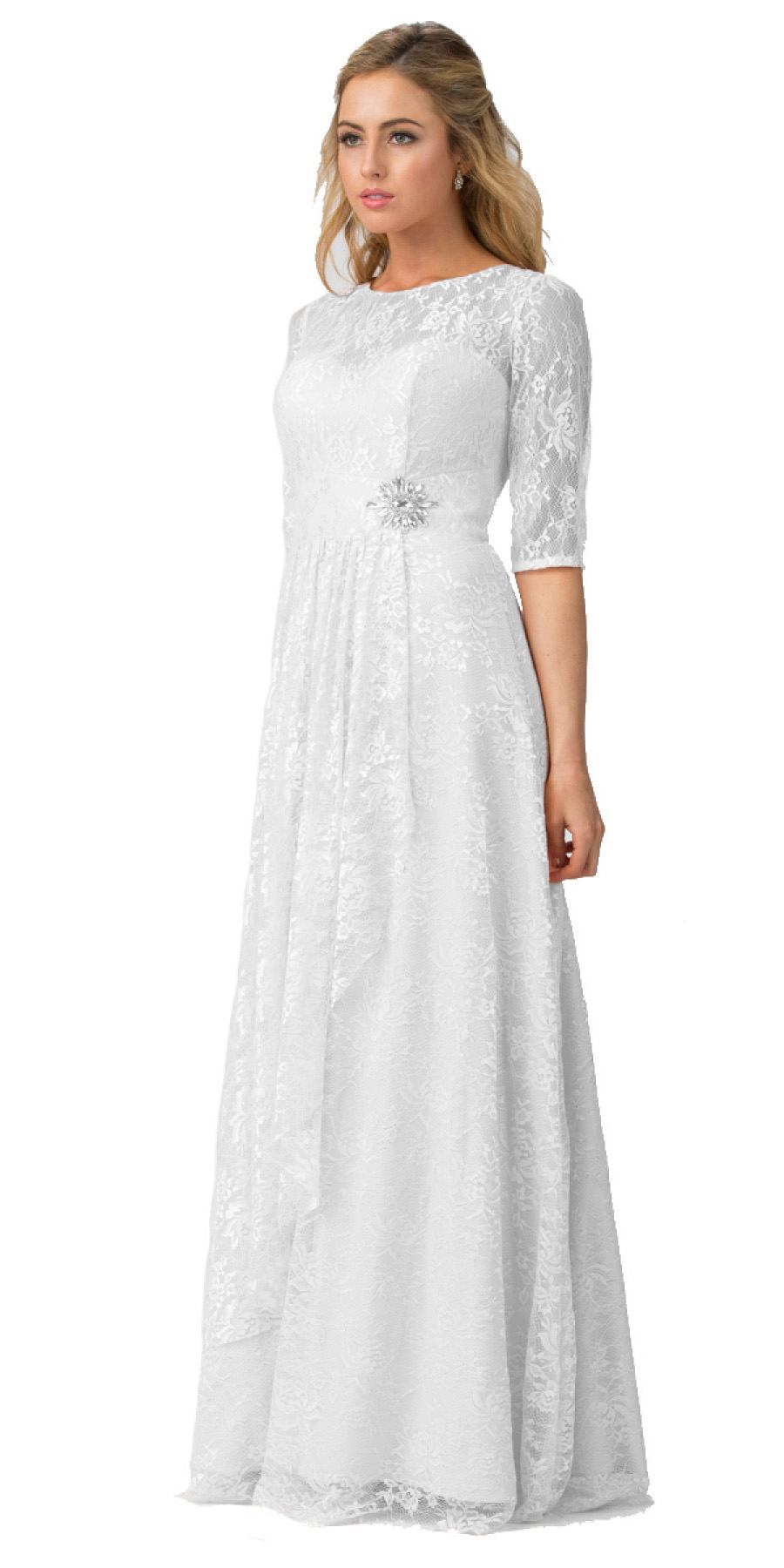 white quarter sleeve dress
