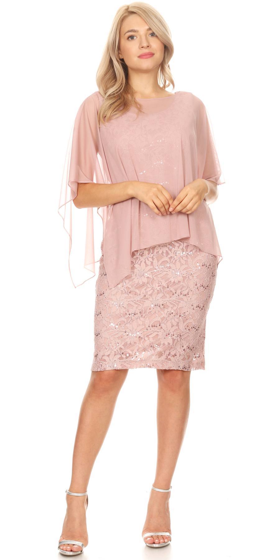 Celavie 6365 Lace Short Formal Poncho Dress Mauve – DiscountDressShop