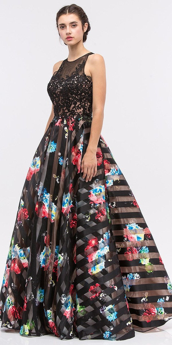 printed ball gown