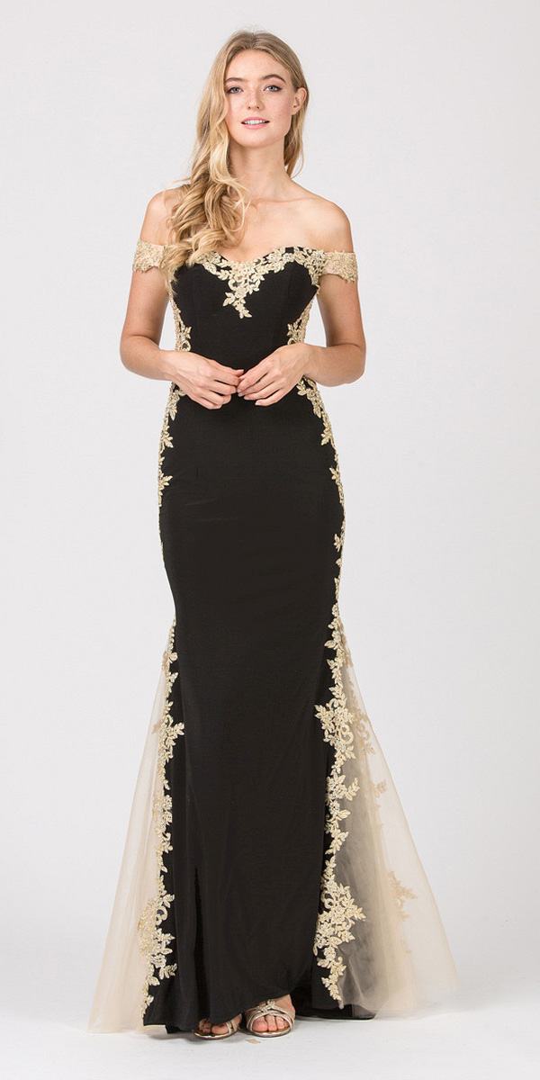 black gold long dress