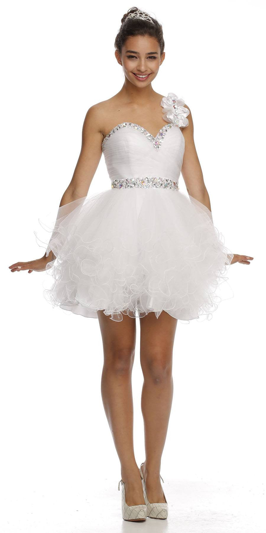 white dress with tulle skirt