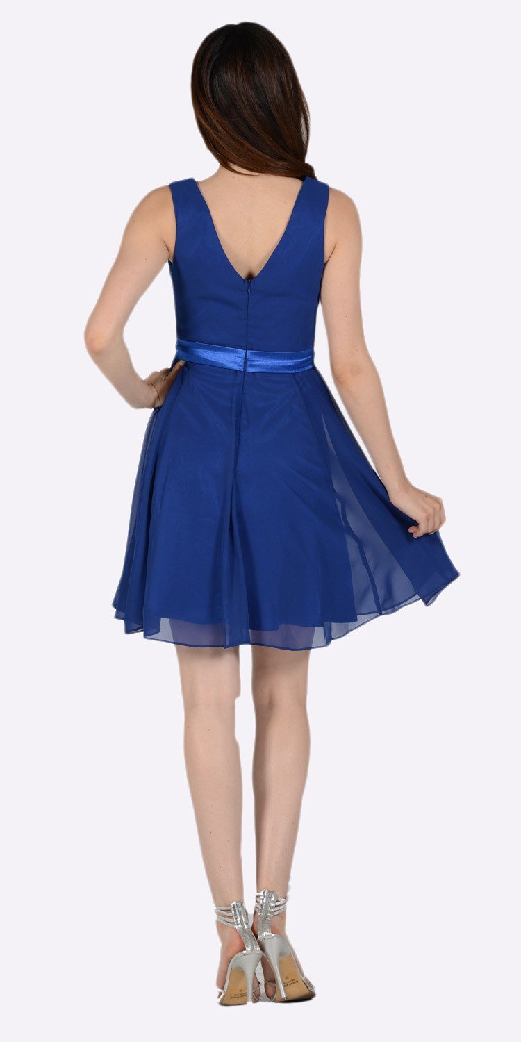 blue chiffon dress knee length