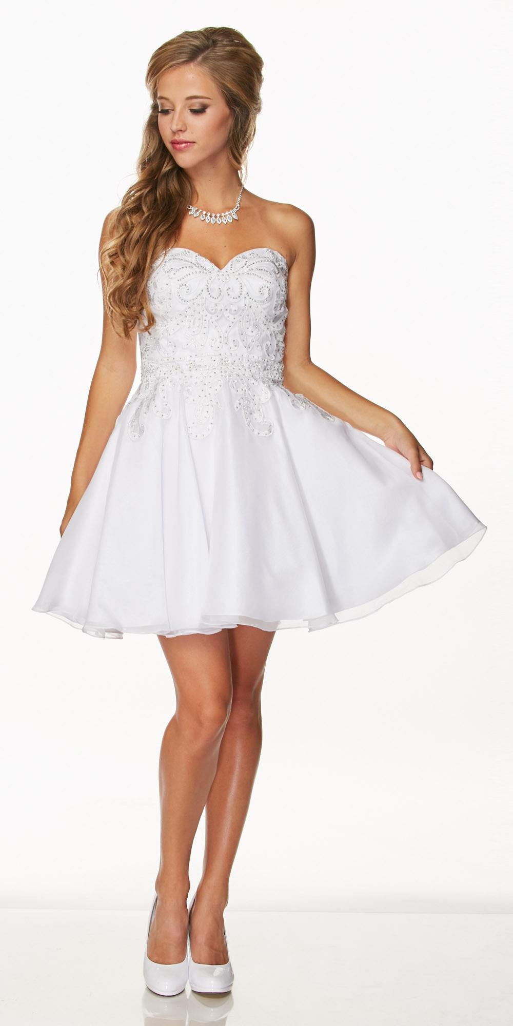 white strapless ball dress