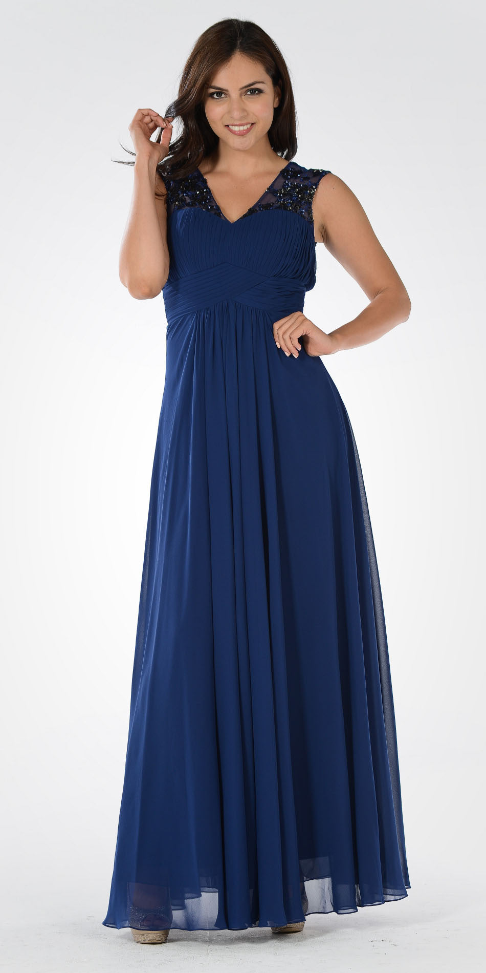 empire waist navy blue dress