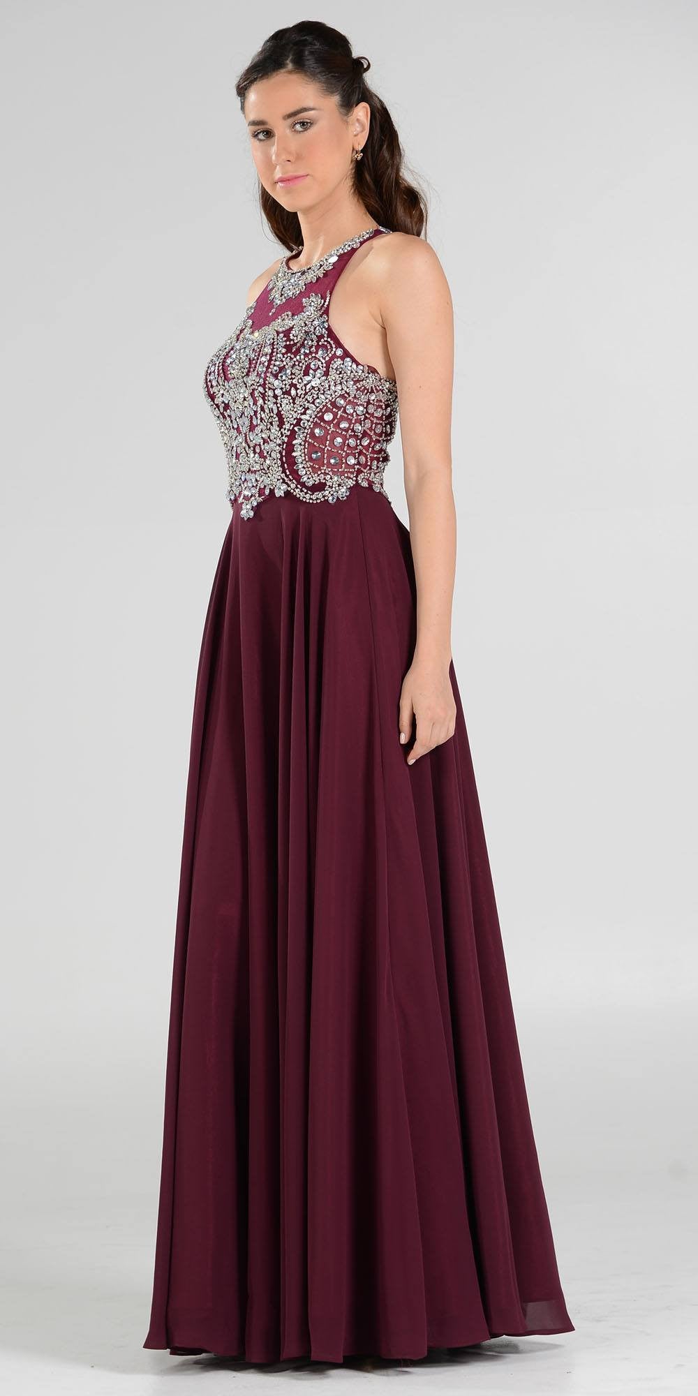 burgundy rhinestone dress